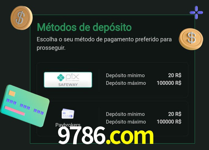 O cassino 9786.com oferece uma grande variedade de métodos de pagamento